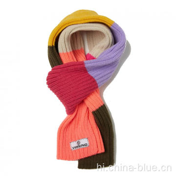 लड़की का रंग ब्लॉक बुना हुआ स्कार्फ